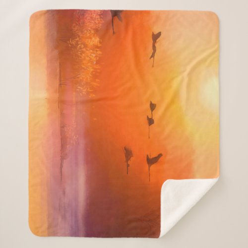 Colorful Animal Autumn Watercolor Painting Sherpa Blanket