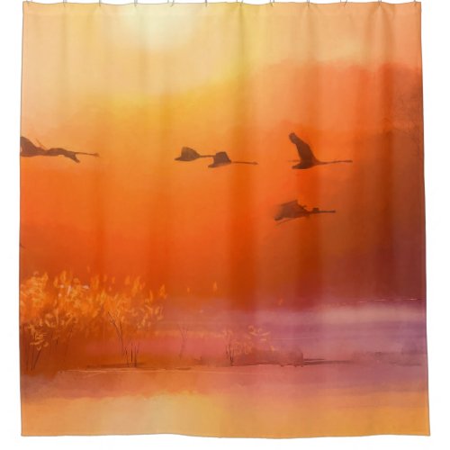 Colorful Animal Autumn Watercolor Painting Shower Curtain