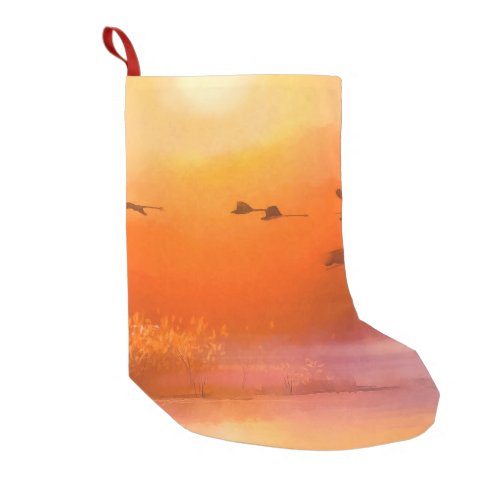 Colorful Animal Autumn Watercolor Painting Small Christmas Stocking