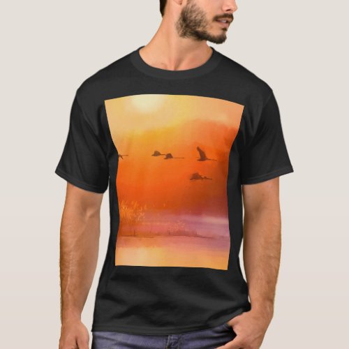 Colorful Animal Autumn Watercolor Painting T_Shirt