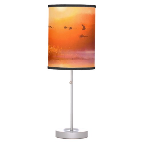 Colorful Animal Autumn Watercolor Painting Table Lamp
