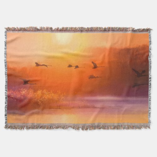 Colorful Animal Autumn Watercolor Painting Throw Blanket