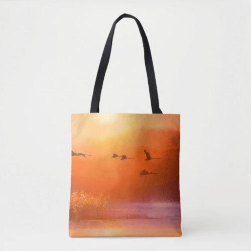 Colorful Animal Autumn Watercolor Painting Tote Bag