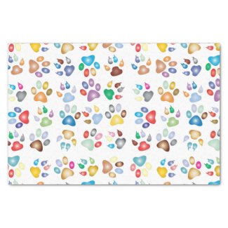 Colorful animal, dog paws pattern, rainbow colors tissue paper