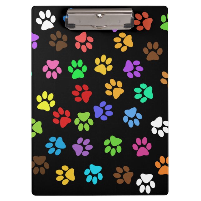 Colorful Animal Footprints Clipboard (Front)