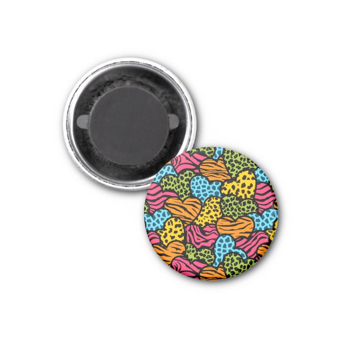 Colorful  animal pattern hearts refrigerator magnet