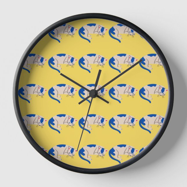 Colorful Animal Pattern on Yellow Background Clock (Front)