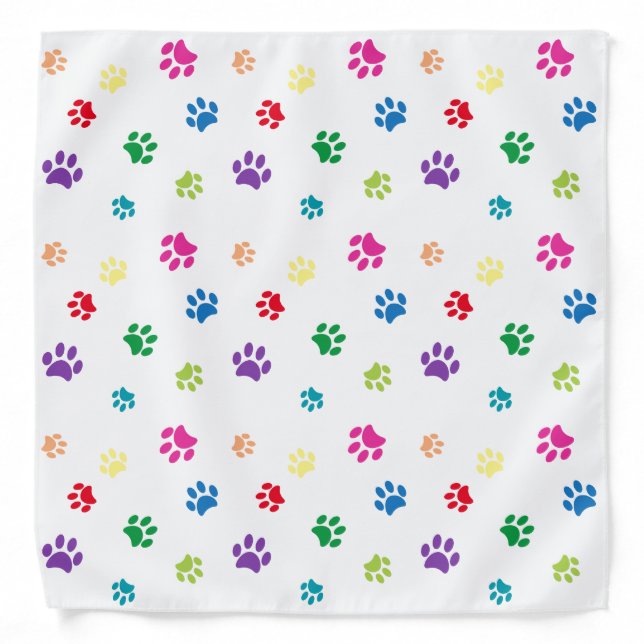 Colorful Animal Paw Prints Bandana (Front)