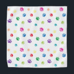 Colorful Animal Paw Prints Bandana<br><div class="desc">Show how much you love animals with this cute colorful paw patterned bandana. Also looks awesome with a black background. Bet your pet will look adorable wearing it!</div>
