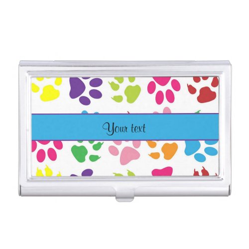 Colorful Animal Paw Prints Business Card Holder