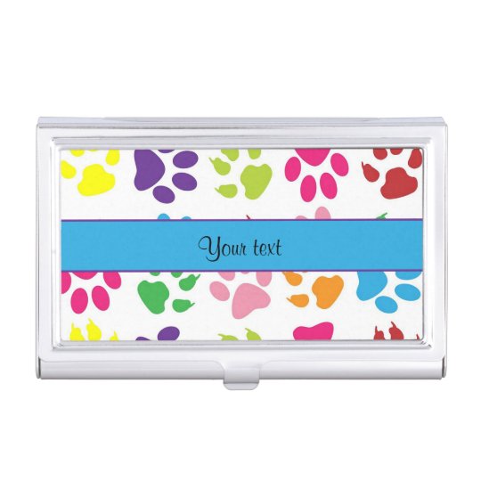 Colorful Animal Paw Prints Business Card Holder Zazzle Colorful Animal Paw Prints Business Card Holder