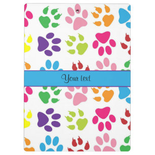 Colorful Animal Paw Prints Clipboard