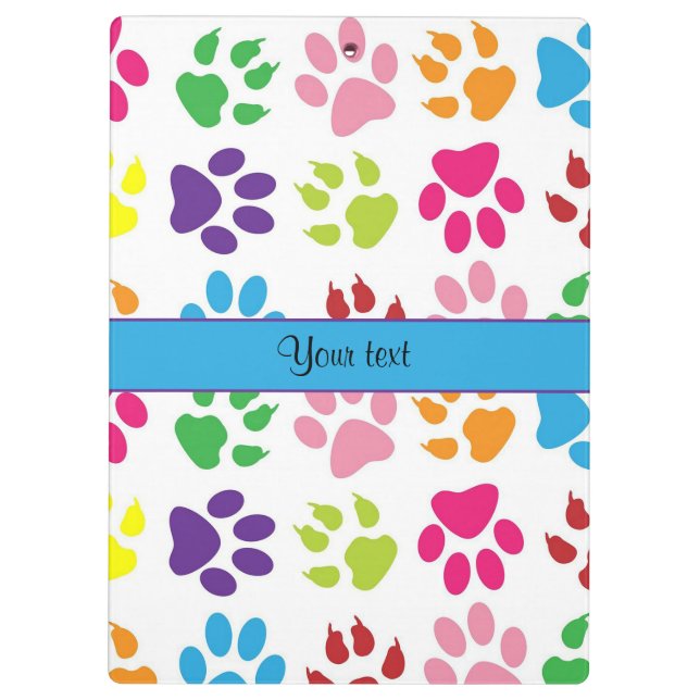 Colorful Animal Paw Prints Clipboard (Back)