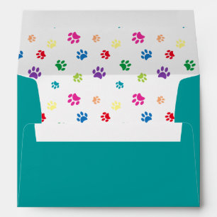 Colorful Animal Paw Prints Envelope
