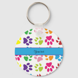 Colorful Animal Paw Prints Keychain