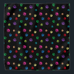 Colorful Animal Paw Prints on Black Bandana<br><div class="desc">Show how much you love animals with this cute colorful paw patterned bandana. Also looks awesome with a white background. Bet your pet will look adorable wearing it!</div>