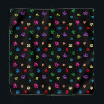 Colorful Animal Paw Prints on Black Bandana<br><div class="desc">Show how much you love animals with this cute colorful paw patterned bandana. Also looks awesome with a white background. Bet your pet will look adorable wearing it!</div>