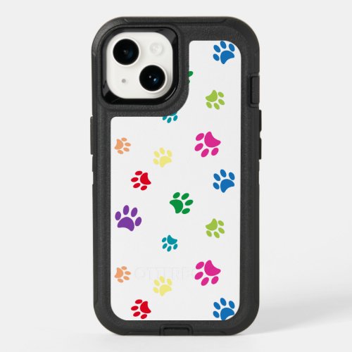 Colorful Animal Paw Prints OtterBox iPhone 14 Case