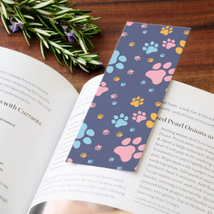 Colorful Animal Paw Prints Pattern Bookmarks