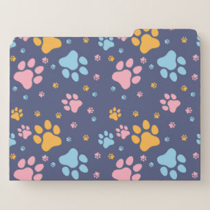 Colorful Animal Paw Prints Pattern File Folder