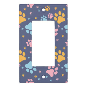 Colorful Animal Paw Prints Pattern Light Switch Cover