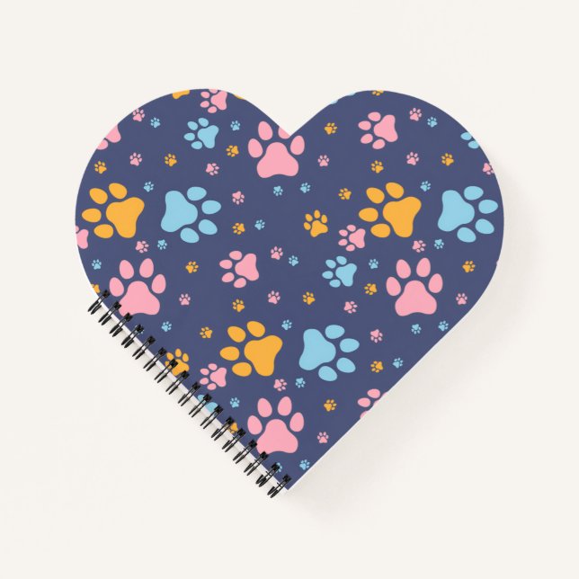 Colorful Animal Paw Prints Pattern Notebook (Front)