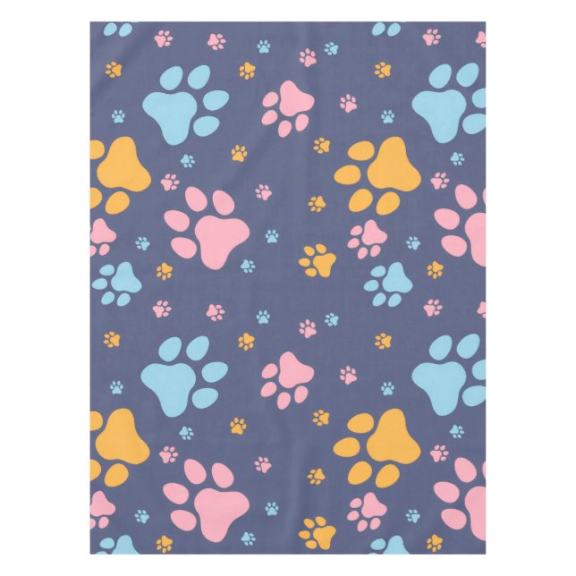 Colorful Animal Paw Prints Pattern Tablecloth (Front)