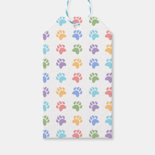 Colorful Animal Paw Prints Pattern To And From Gift Tags