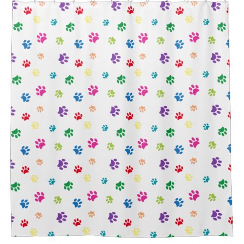 Colorful Animal Paw Prints Shower Curtain