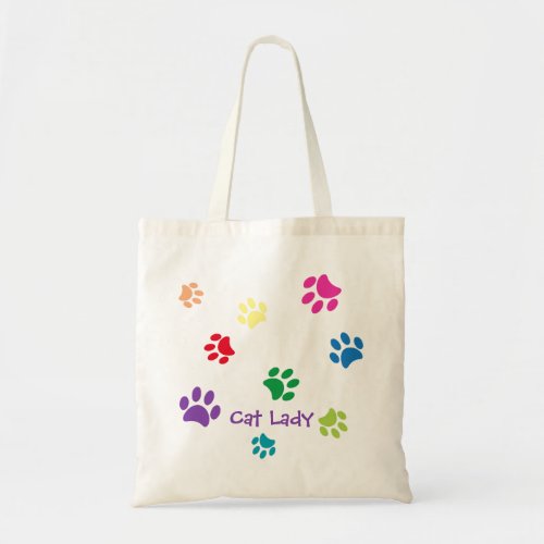 Colorful Animal Paw Prints Tote Bag