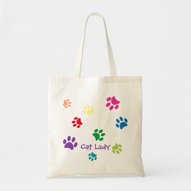 Colorful Animal Paw Prints Tote Bag (Front)