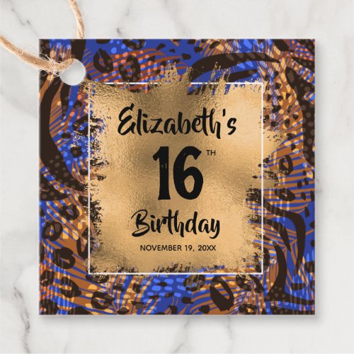 Colorful Animal Print 16th Birthday Personalized Favor Tags