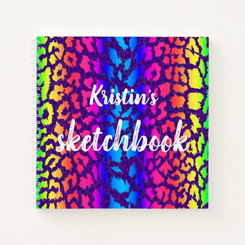 Colorful Animal Print Abstract Name Sketchbook Notebook