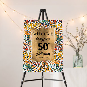 Colorful Animal Print Birthday Welcome Sign