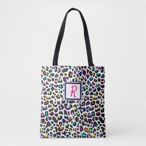 Colorful Animal Print Custom Monogrammed Tote Bag