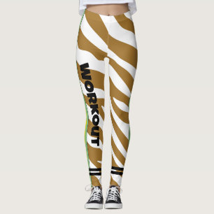 Colorful animal print l Modern brown white Workout Leggings