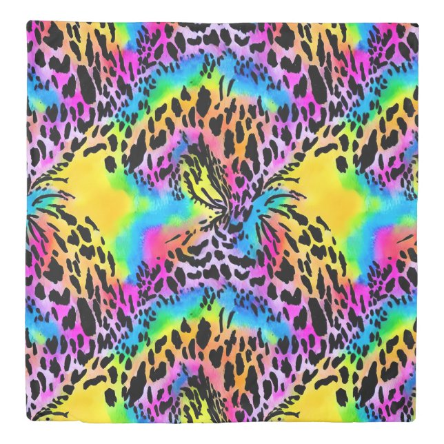 Colorful Animal Print Pattern Duvet Cover (Front)