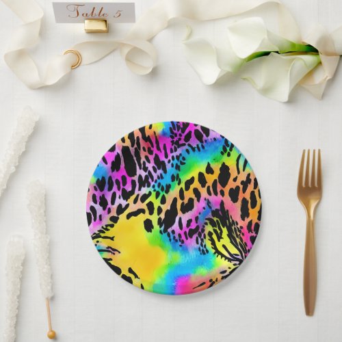 Colorful Animal Print Pattern Paper Plates