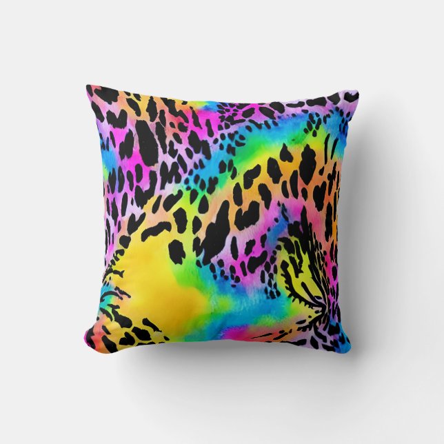 Colorful Animal Print Pattern Throw Pillow (Front)