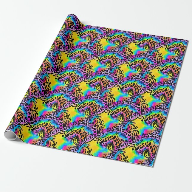 Colorful Animal Print Pattern Wrapping Paper (Unrolled)