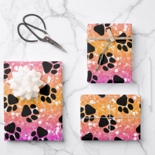 Colorful Animal Print & Paw Texture Wrapping Paper Sheets