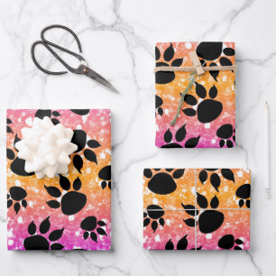 Colorful Animal Print & Paw Texture Wrapping Paper Sheets