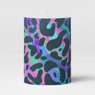 Colorful Animal Print Pillar Candle