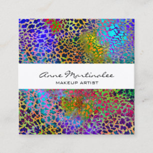 Colorful Animal Print Square Business Card