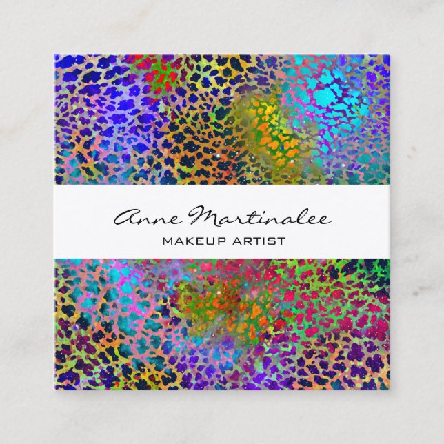 Colorful Animal Print Square Business Card (Front)