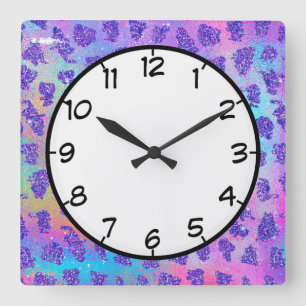 Colorful Animal Print Square Wall Clock