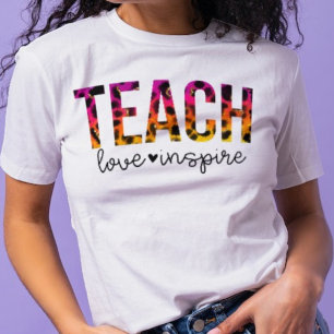 Colorful Animal Print Teach, Love and Inspire T-Shirt