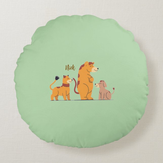 Colorful Animal Print Throw Pillow (Front)