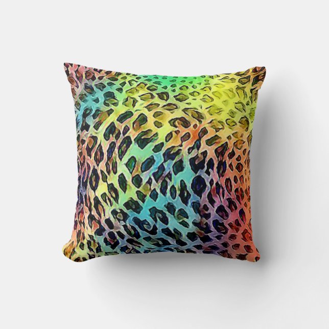 Colorful Animal Print Throw Pillow (Front)