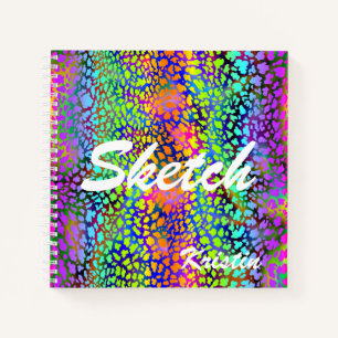 Colorful Animal Print With Name Sketchbook Notebook